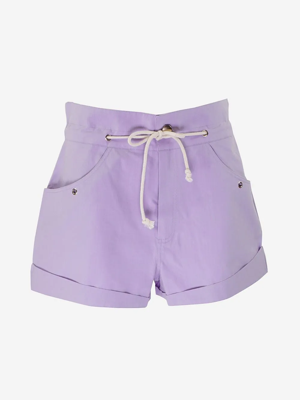 Cotton high-waisted shorts in solid color, Kimi model.