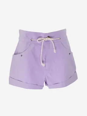 Cotton high-waisted shorts in solid color, Kimi model.