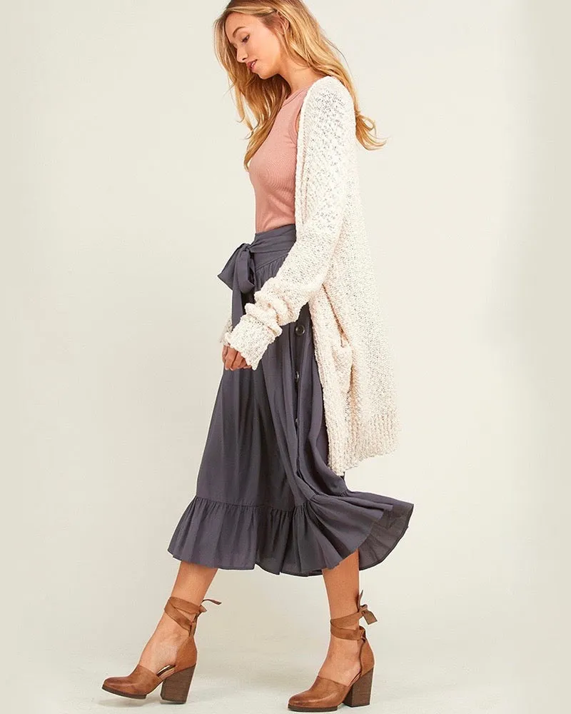 Cream Open Front Longline Cardigan