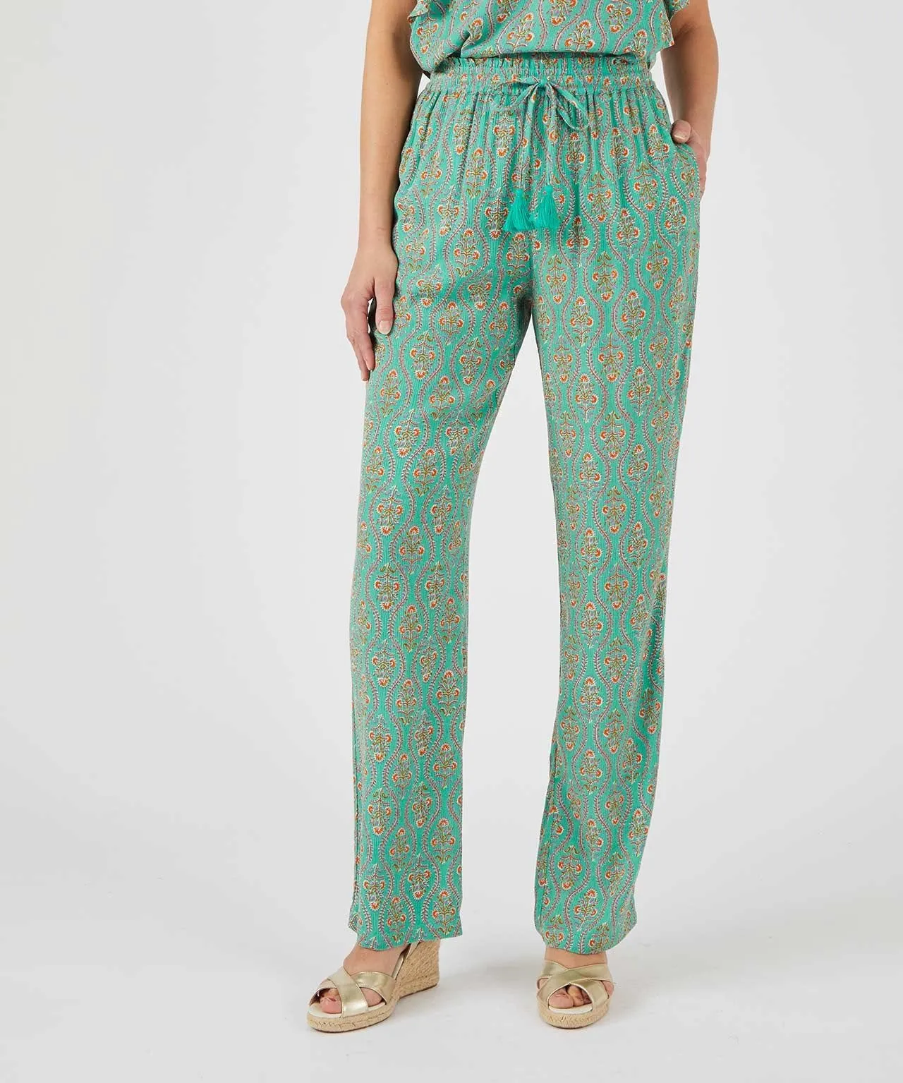 Crinkled Print Trousers