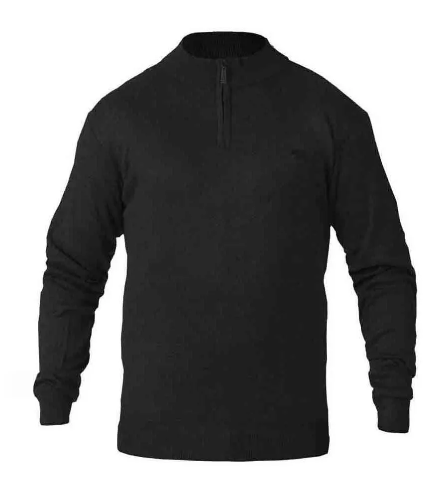 D555 Men's Giuseppe 1 Black Quarter Zip Knitted Sweater