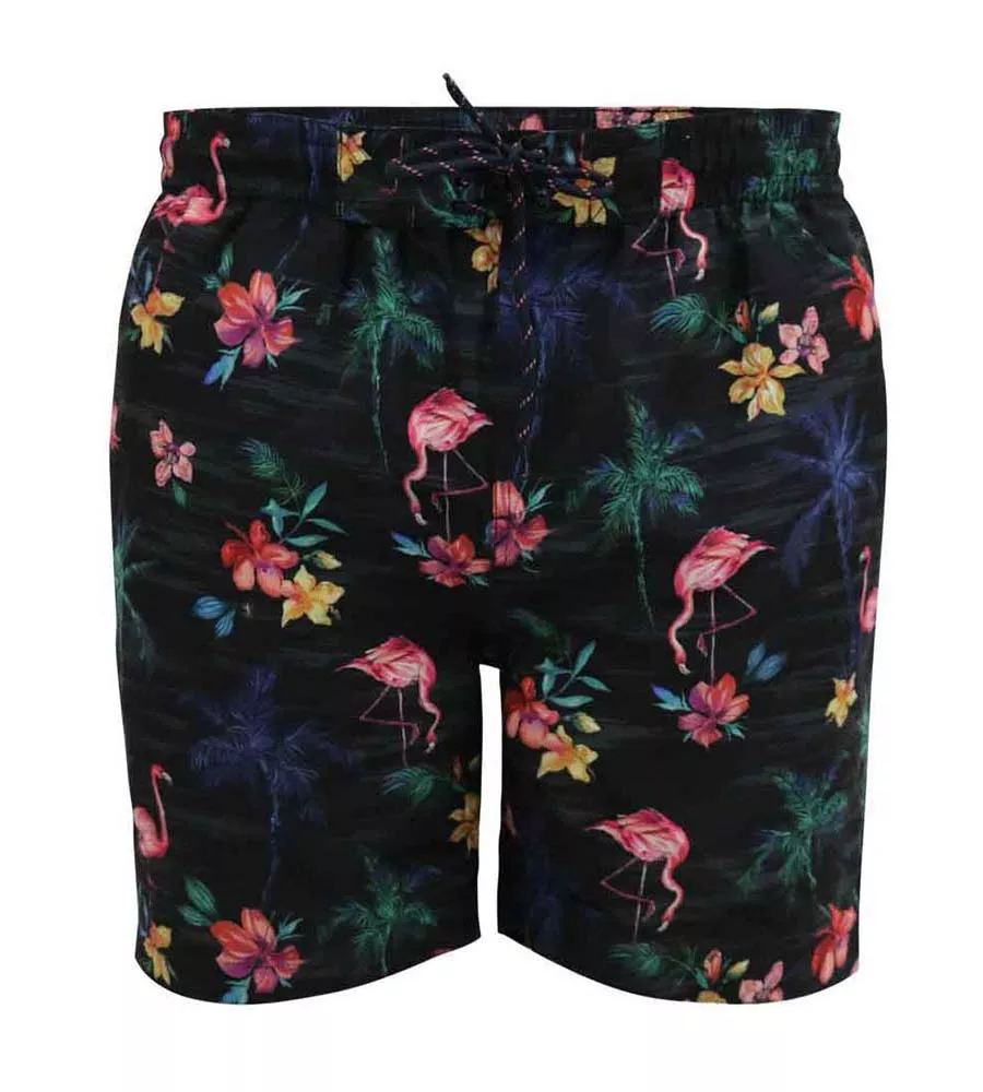 Men's Swim Shorts With Palm Tree and Flamingo Print