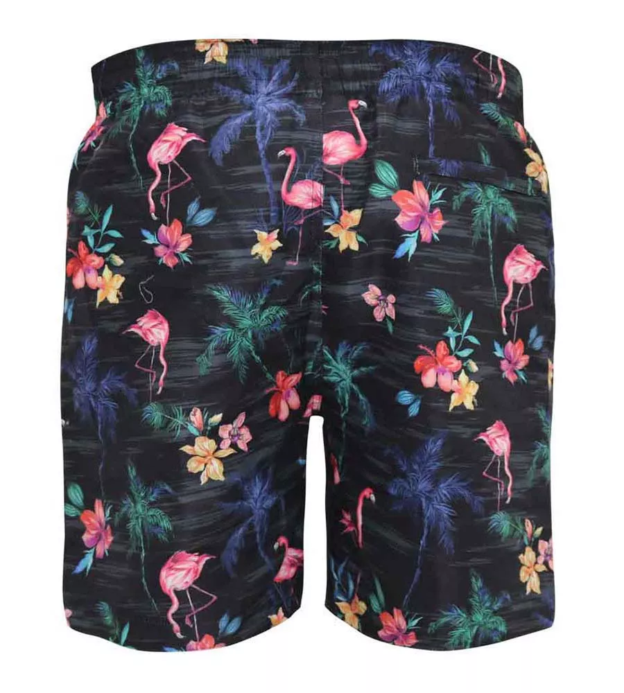 Men's Swim Shorts With Palm Tree and Flamingo Print