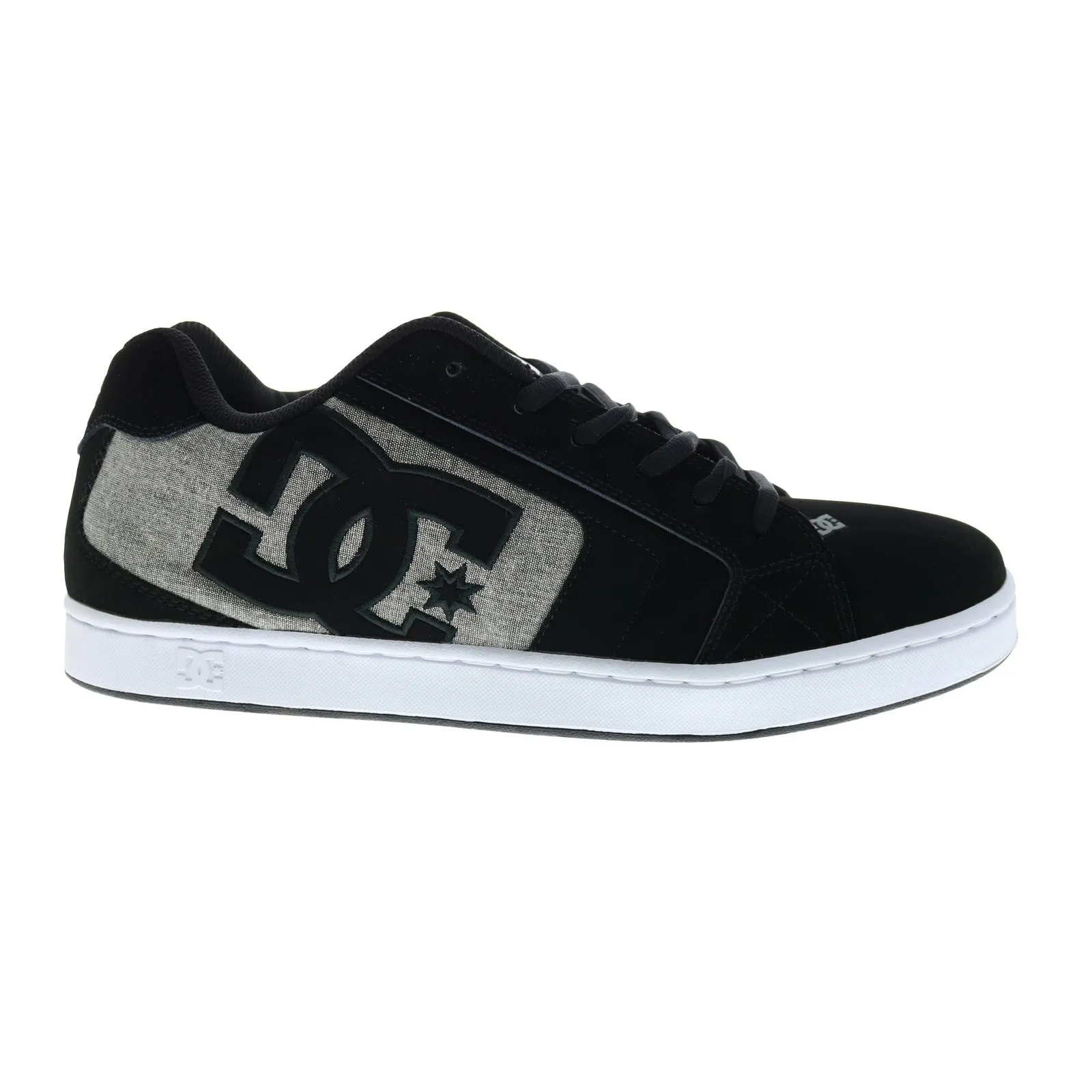 DC NET 302361-XKSS Men's Black Nubuck Lace Up Skate-Inspired Sneakers.