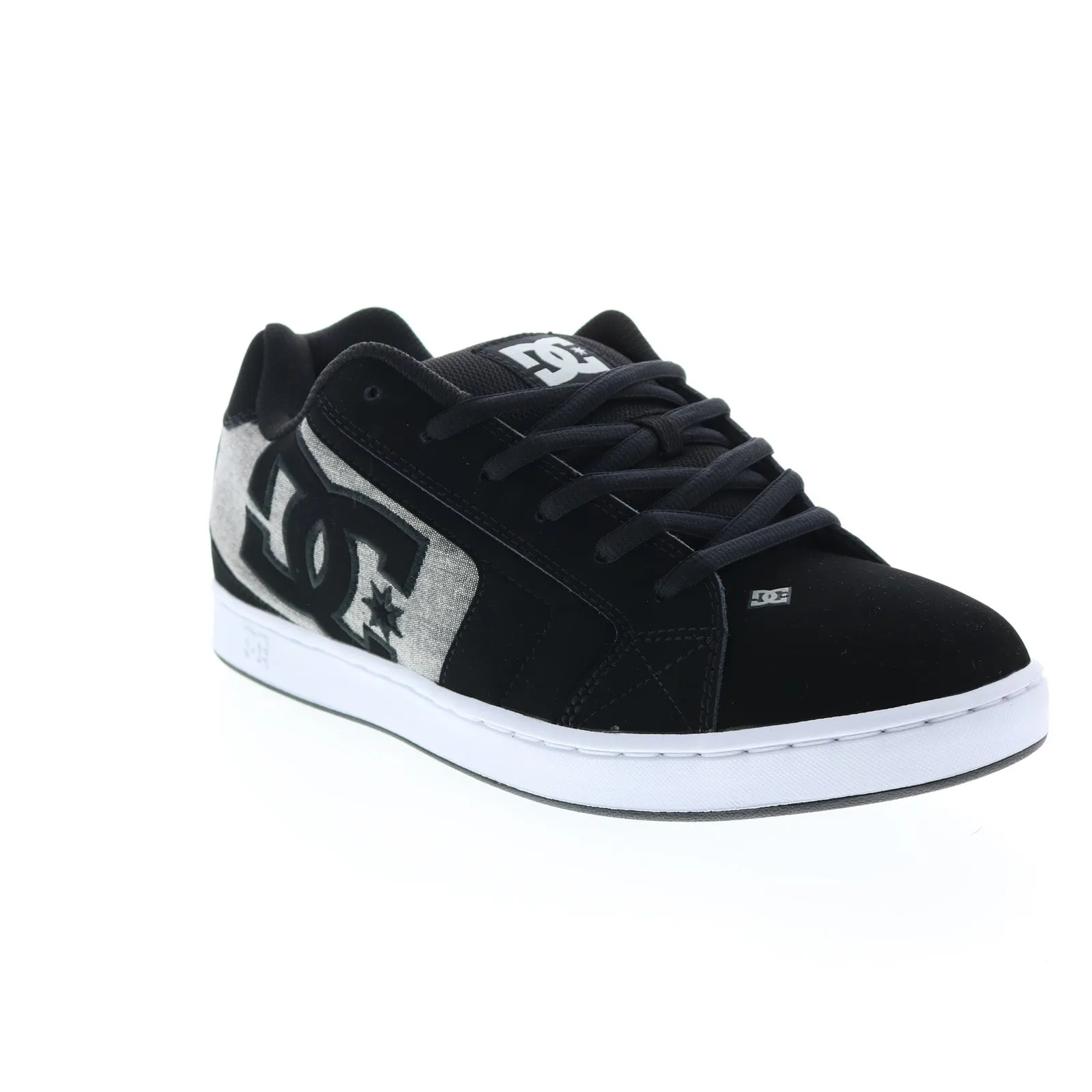 DC NET 302361-XKSS Men's Black Nubuck Lace Up Skate-Inspired Sneakers.