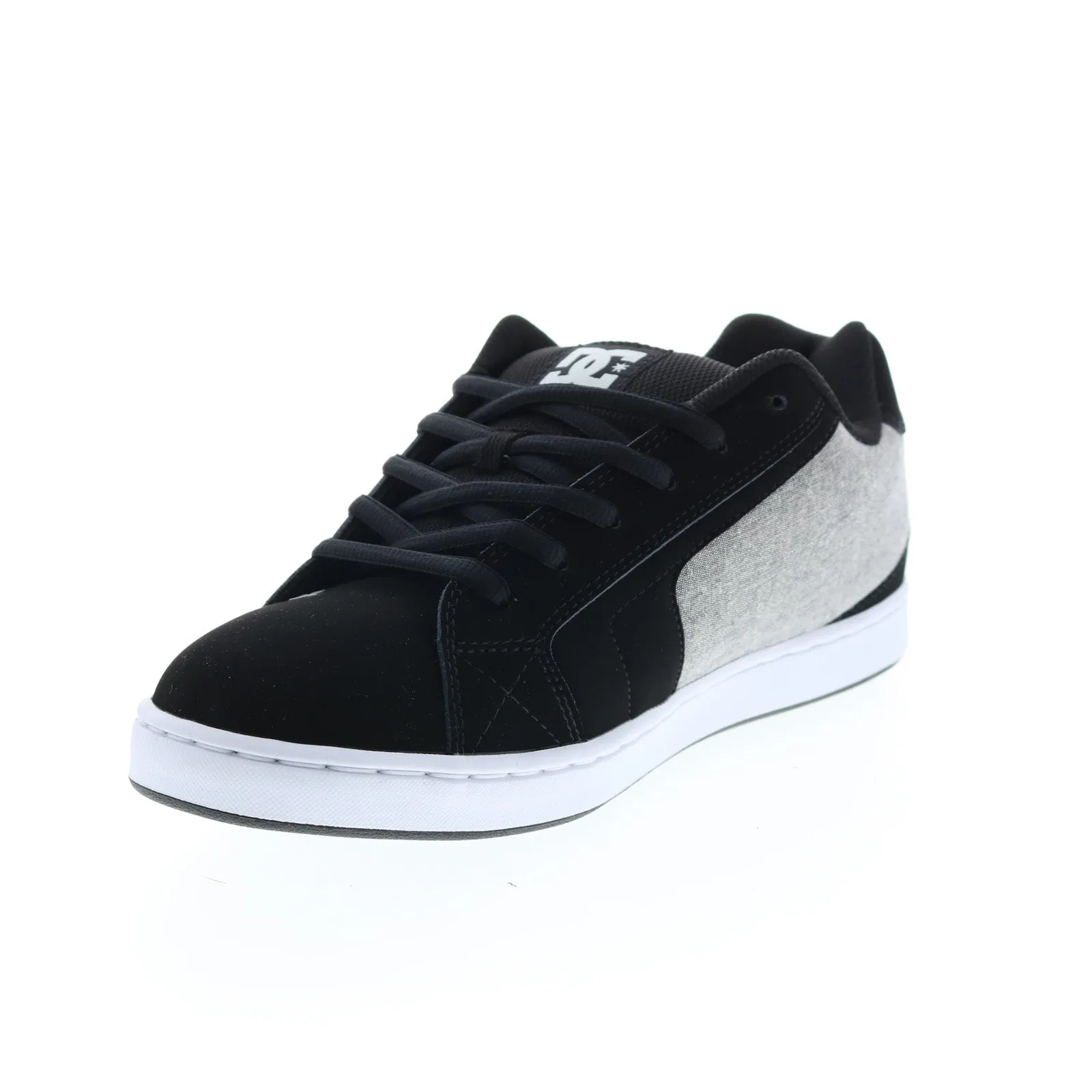 DC NET 302361-XKSS Men's Black Nubuck Lace Up Skate-Inspired Sneakers.