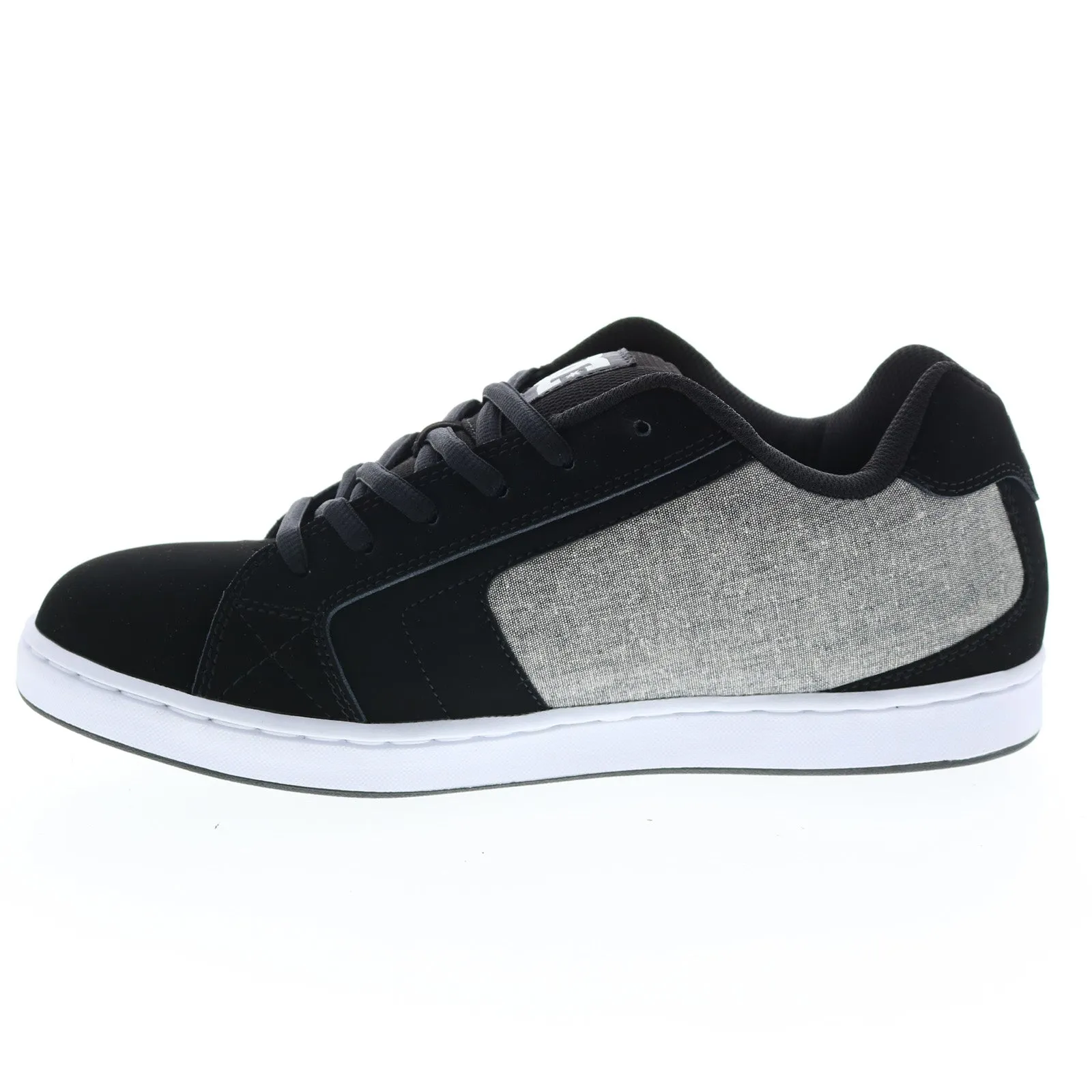 DC NET 302361-XKSS Men's Black Nubuck Lace Up Skate-Inspired Sneakers.