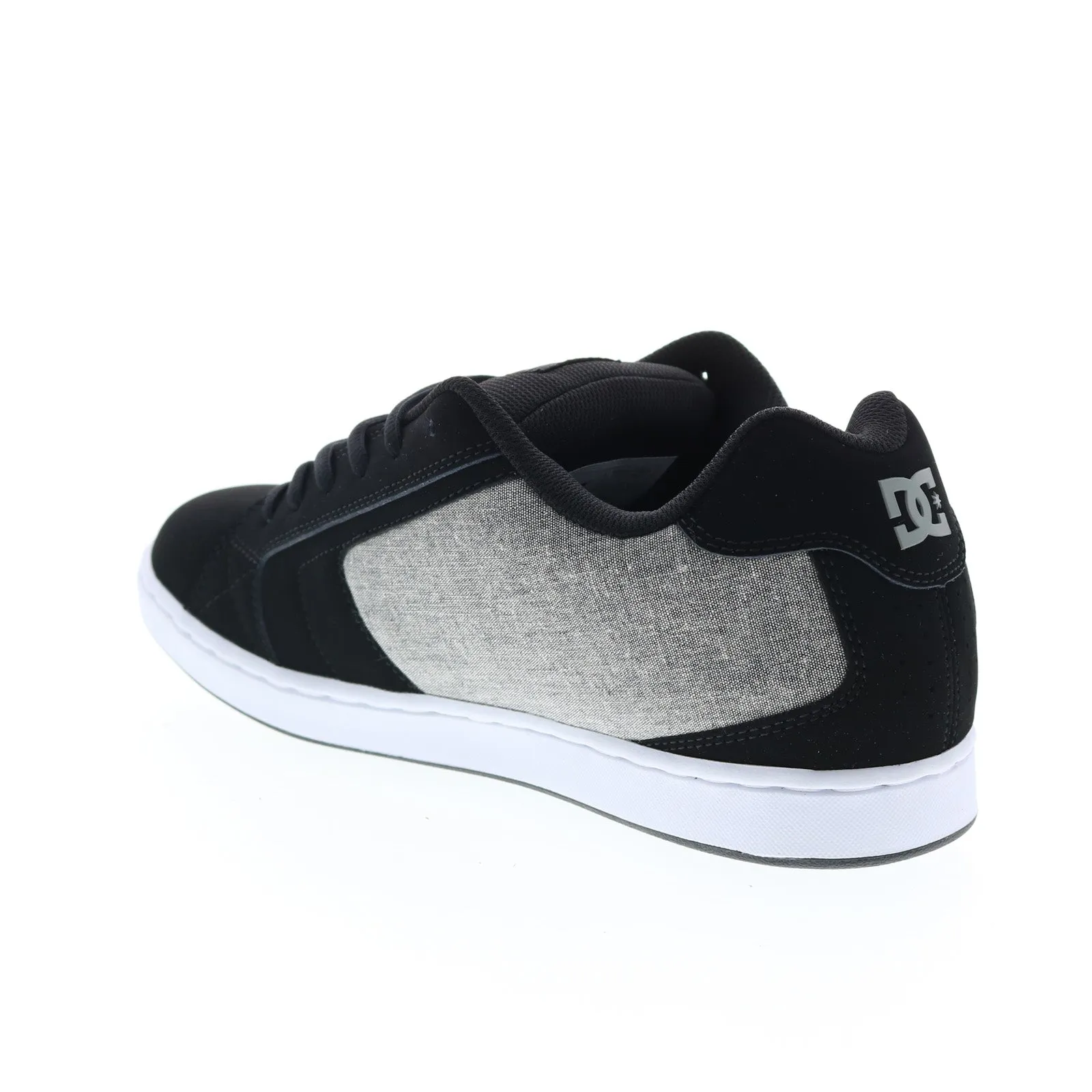 DC NET 302361-XKSS Men's Black Nubuck Lace Up Skate-Inspired Sneakers.