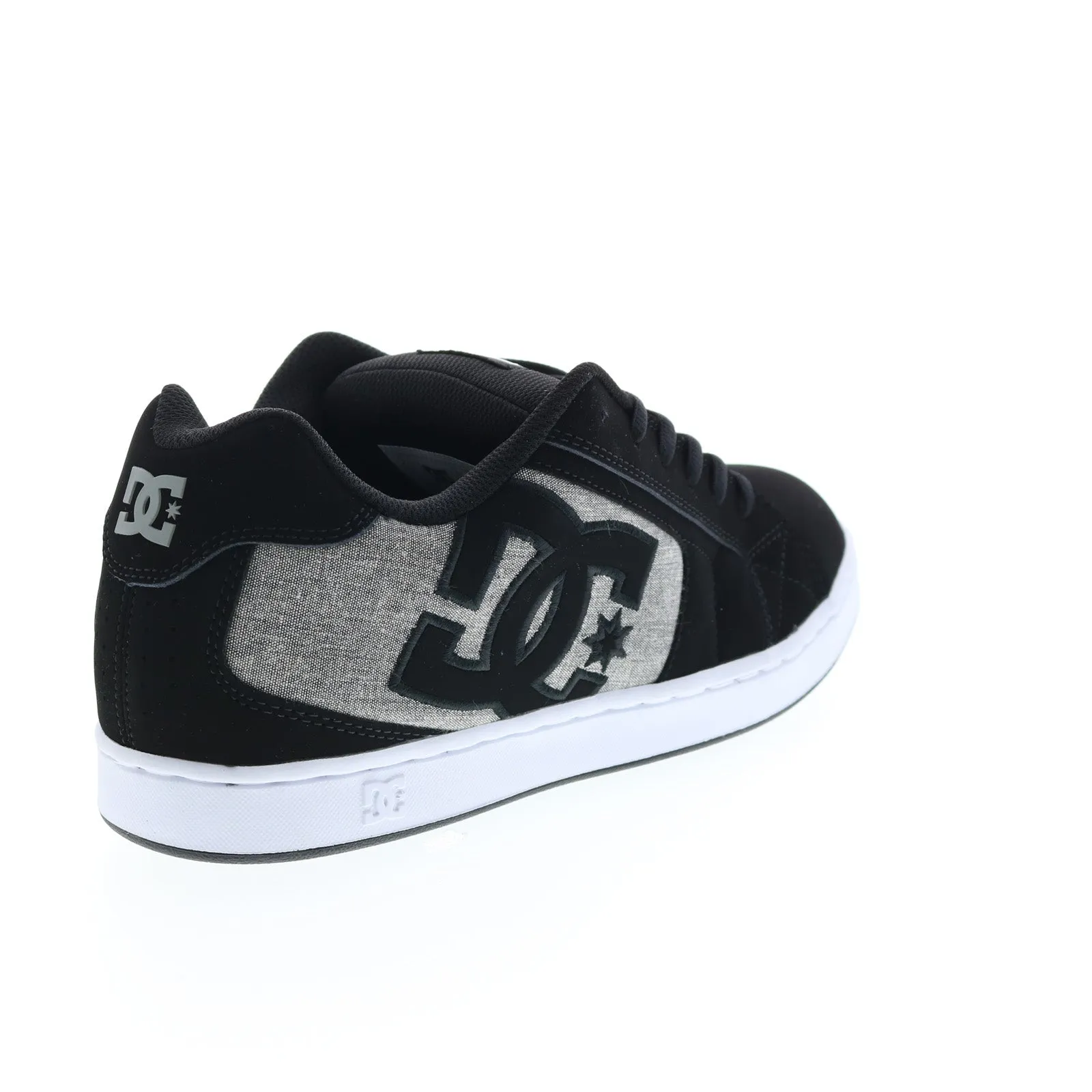 DC NET 302361-XKSS Men's Black Nubuck Lace Up Skate-Inspired Sneakers.