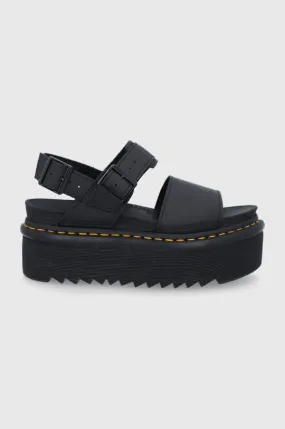 Dr. Martens Black Leather Voss Quad Women's Sandals