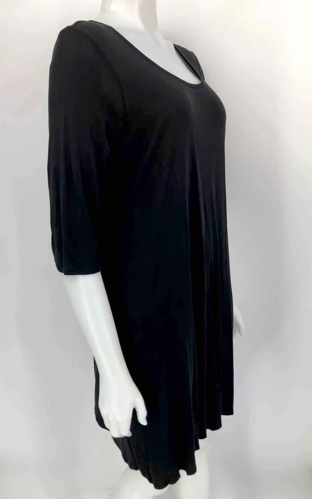 Black Silk Short Sleeves Tunic Size X-LARGE Dress by EILEEN FISHER