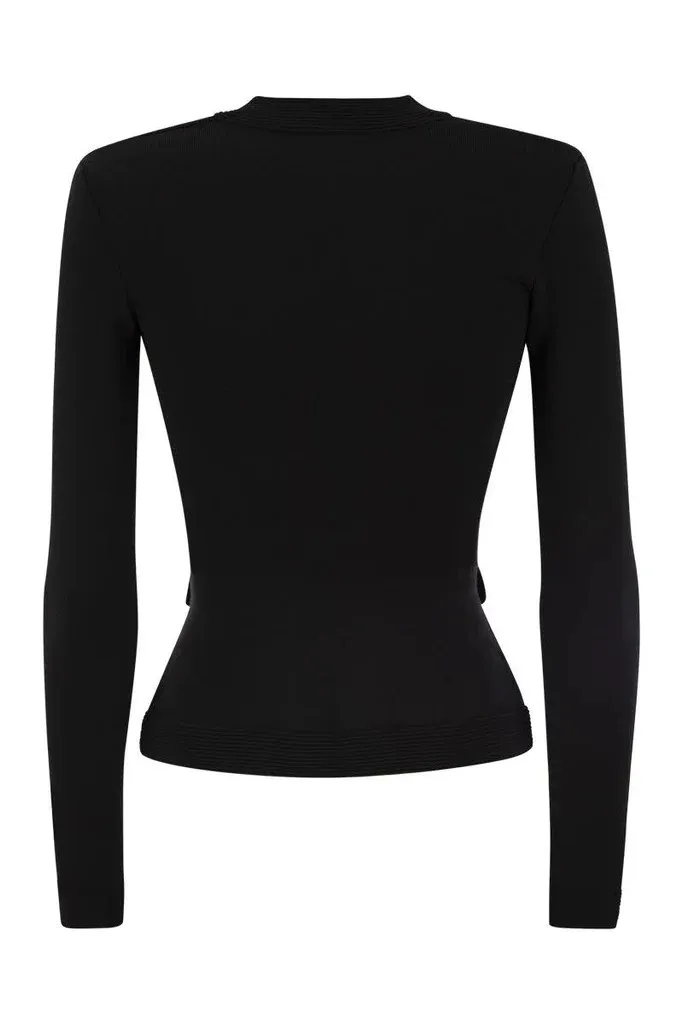 ELISABETTA FRANCHI Long Sleeves Plain Party Office Elegant Style