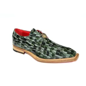 Emilio Franco Santo Men's Green Multi Patent Leather Crocodile Print Oxford Shoes