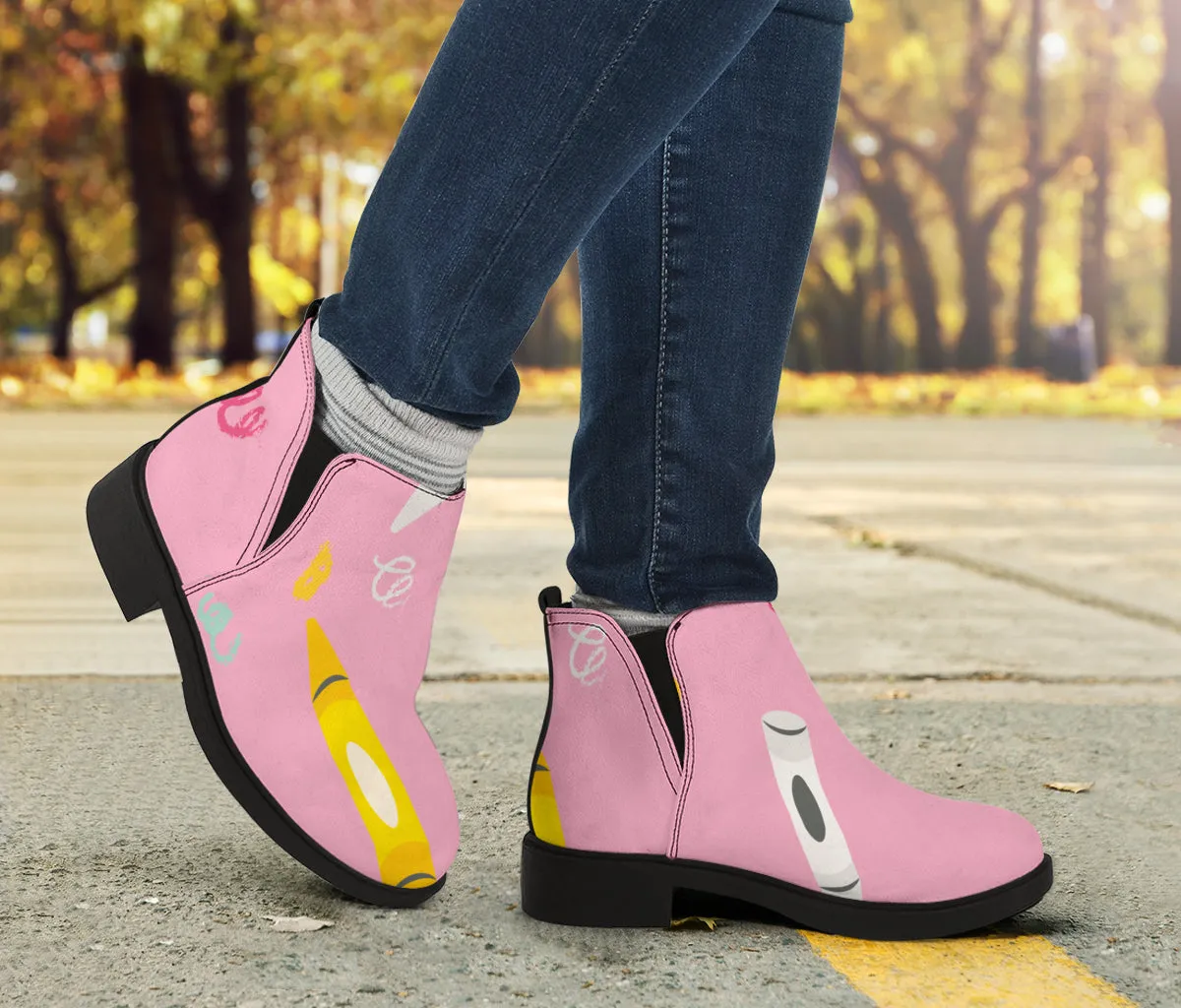 Fashion Boots - Pink Crayon Color