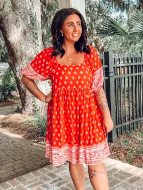 Firework Border Dress | Vibrant Red