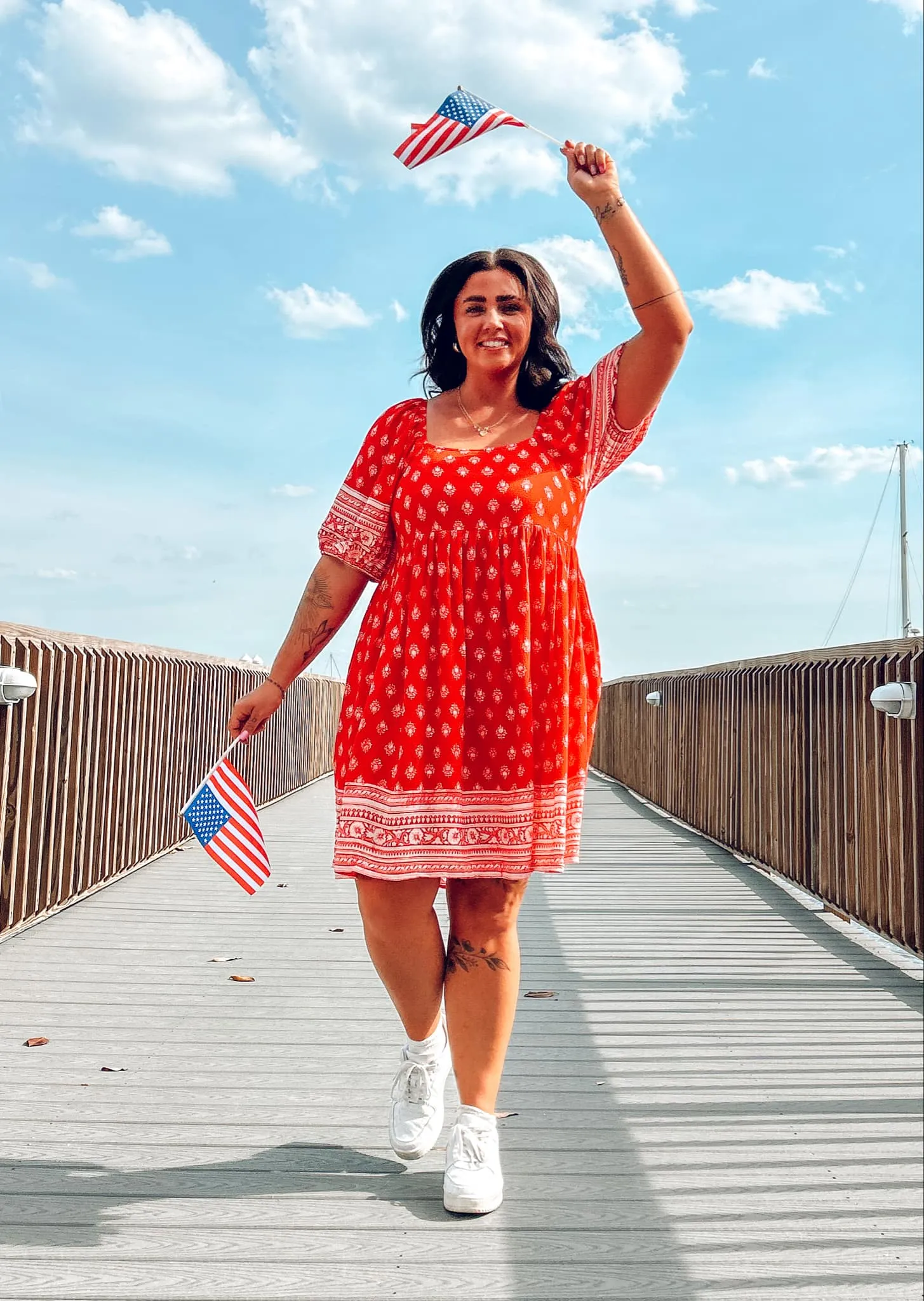 Firework Border Dress | Vibrant Red