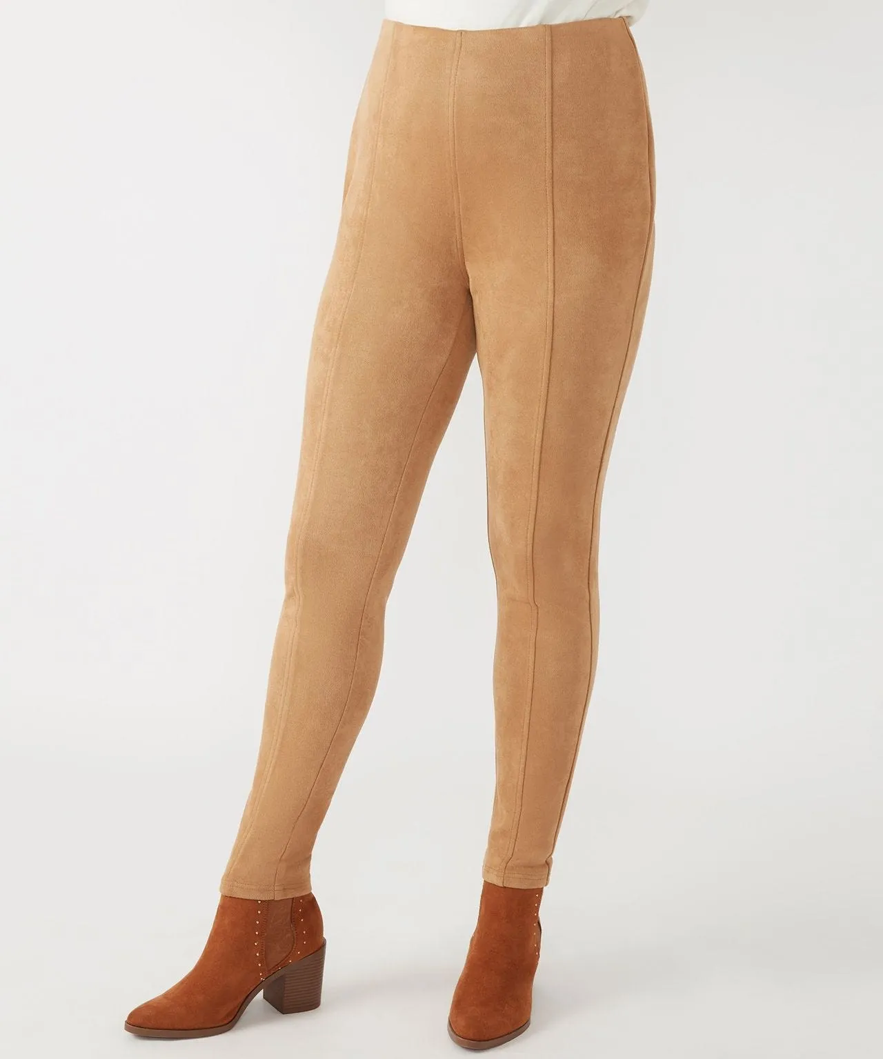 Tummy Control Leggings by First Avenue in Suede Material