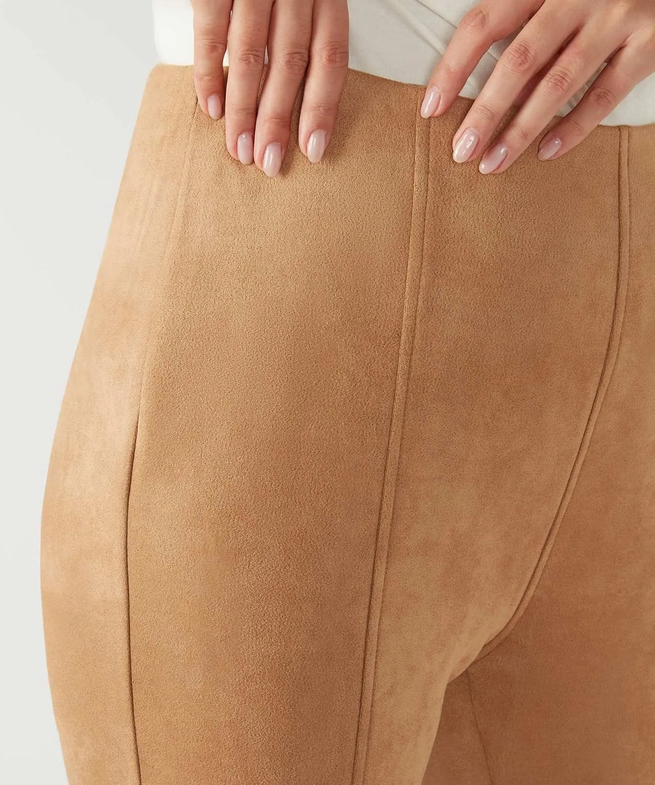 Tummy Control Leggings by First Avenue in Suede Material