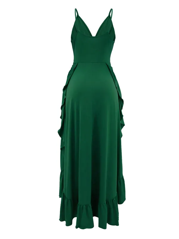 Flowy Maternity Maxi Dress with Elegant Falbala Detail