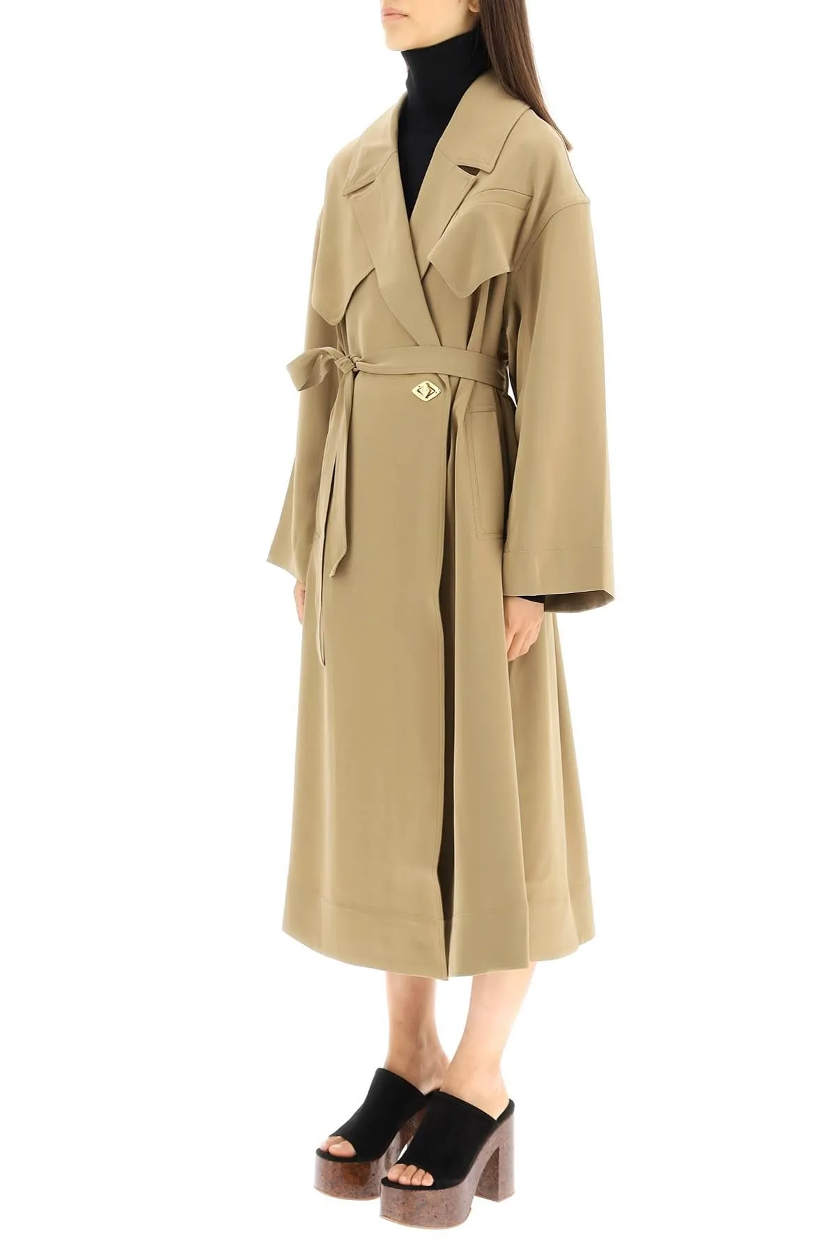 Ganni Beige Long Waterproof Coat