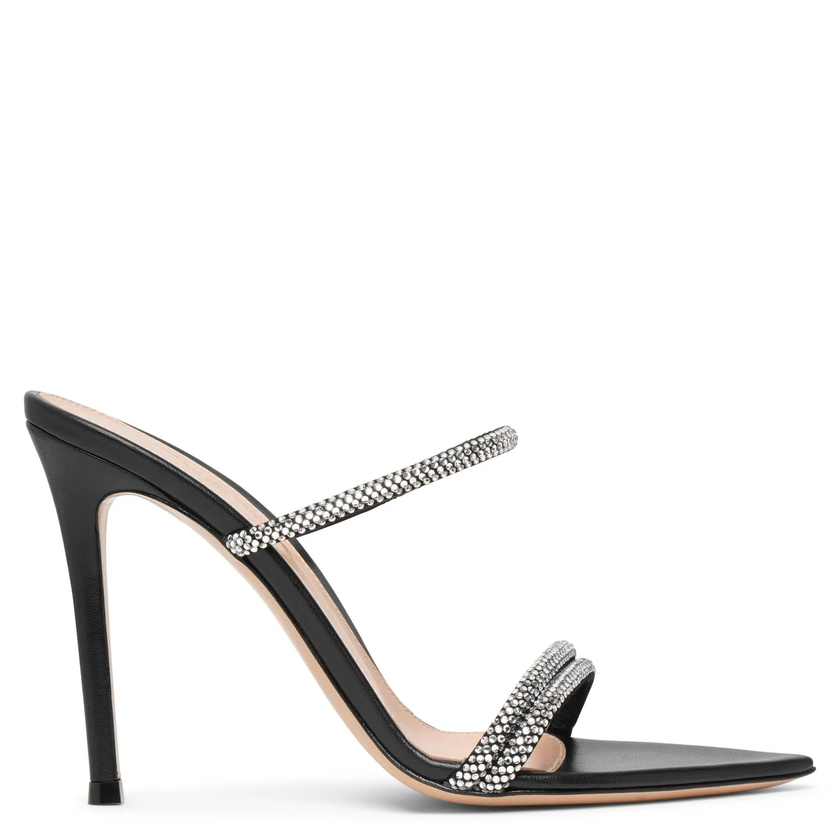 Gianvito Rossi Black Crystal 100 Mule Sandals