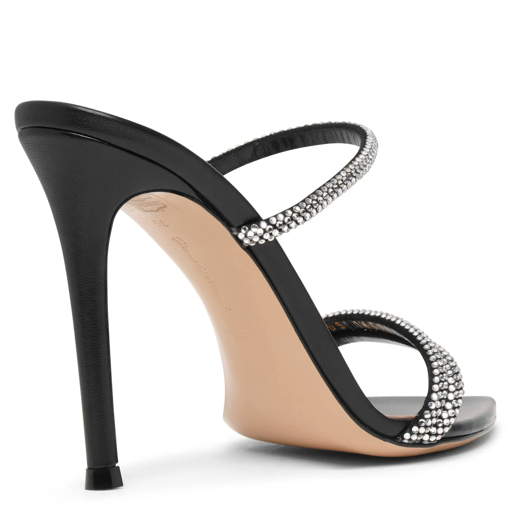 Gianvito Rossi Black Crystal 100 Mule Sandals