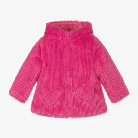 Pink Girls Faux Fur Hooded Coat