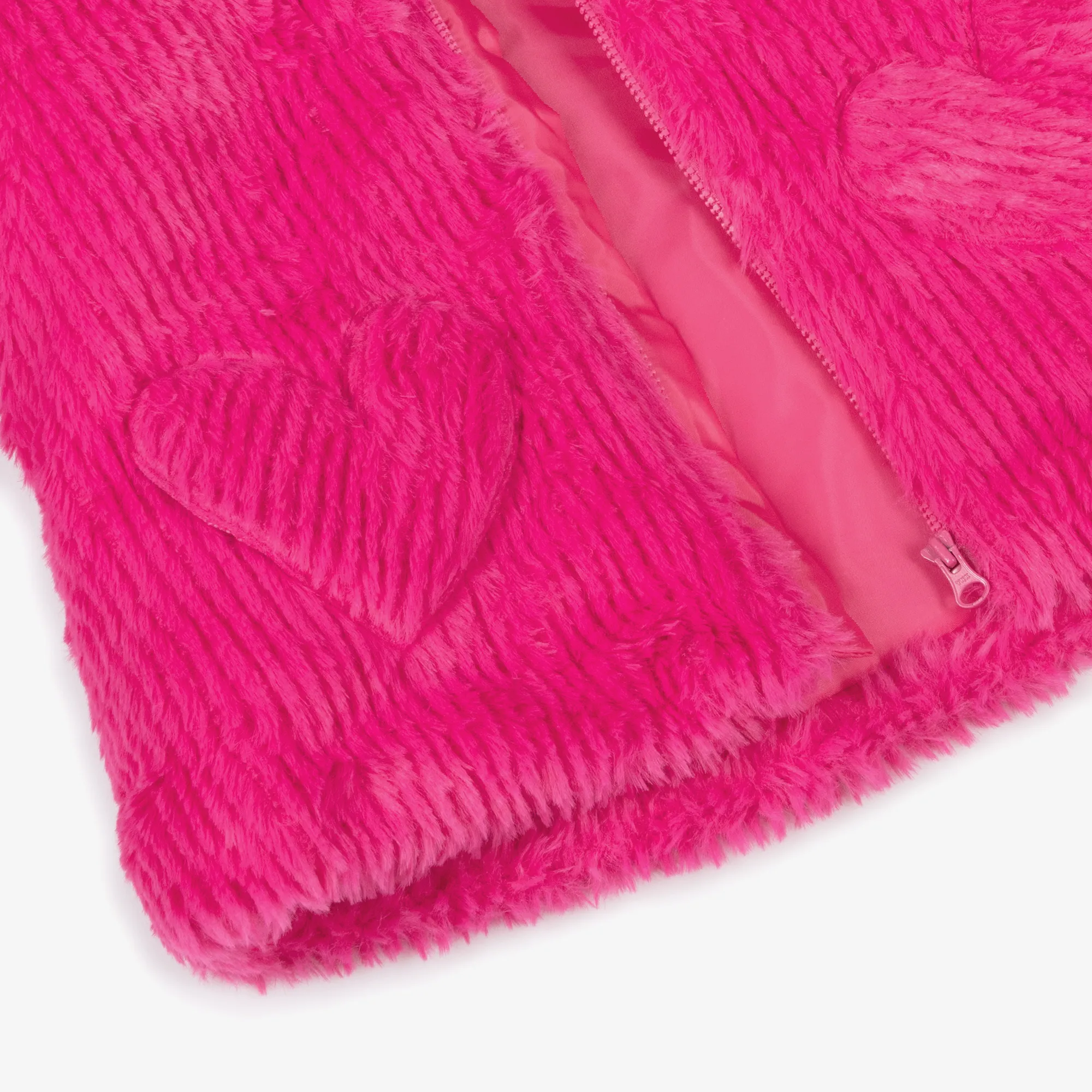 Pink Girls Faux Fur Hooded Coat