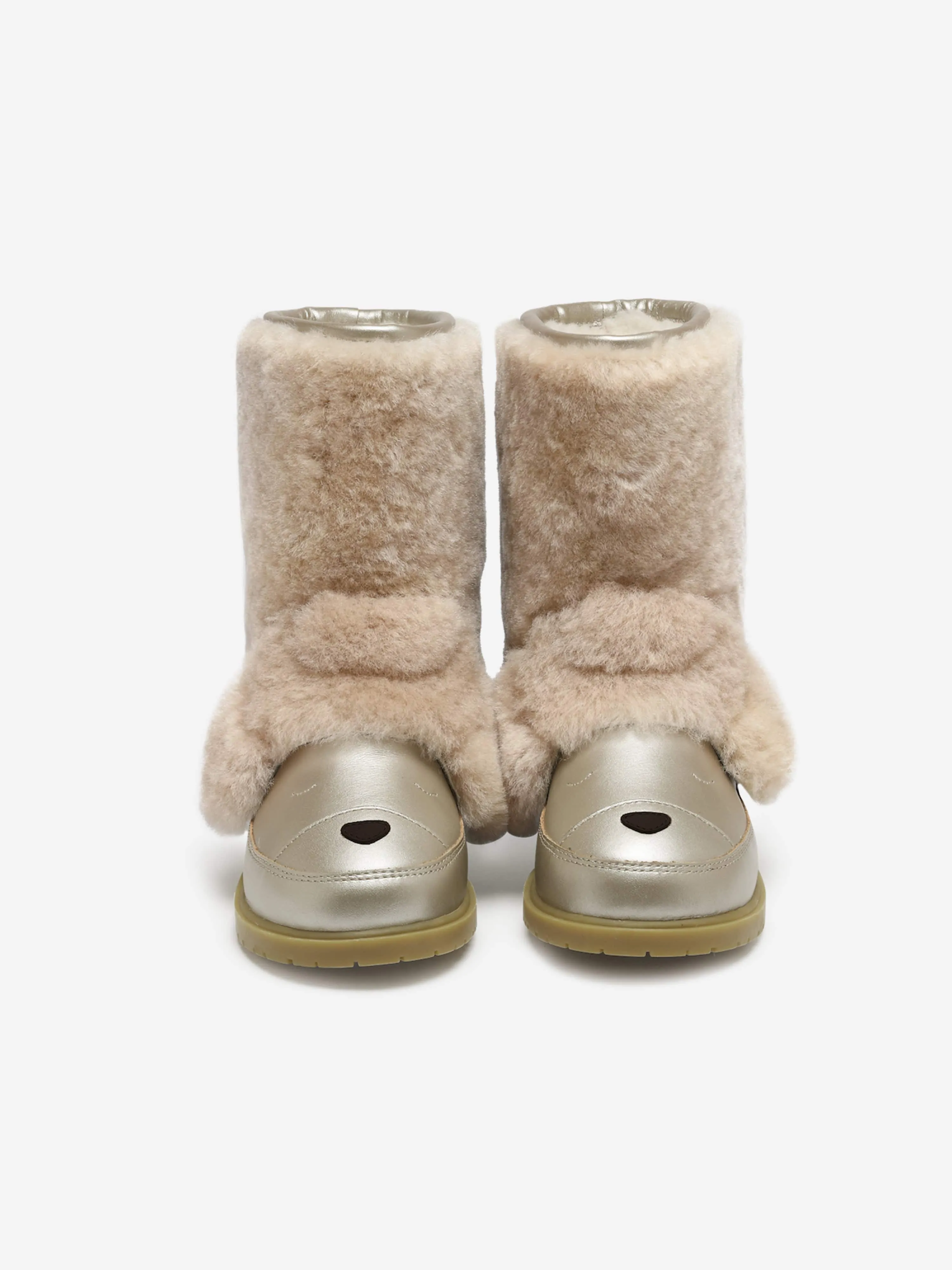 Girls Beige Poodle Boots - Wadudu Exclusive