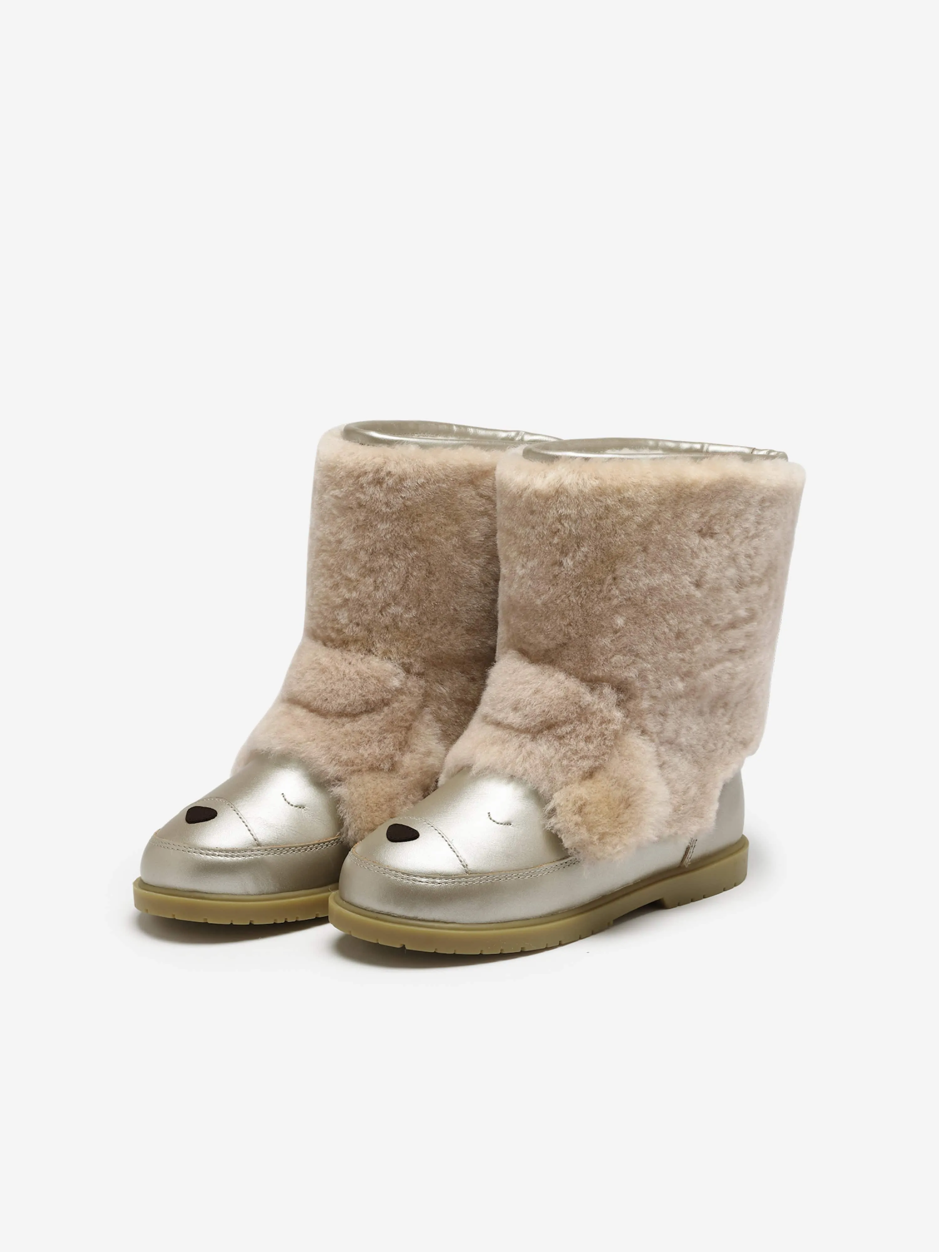 Girls Beige Poodle Boots - Wadudu Exclusive