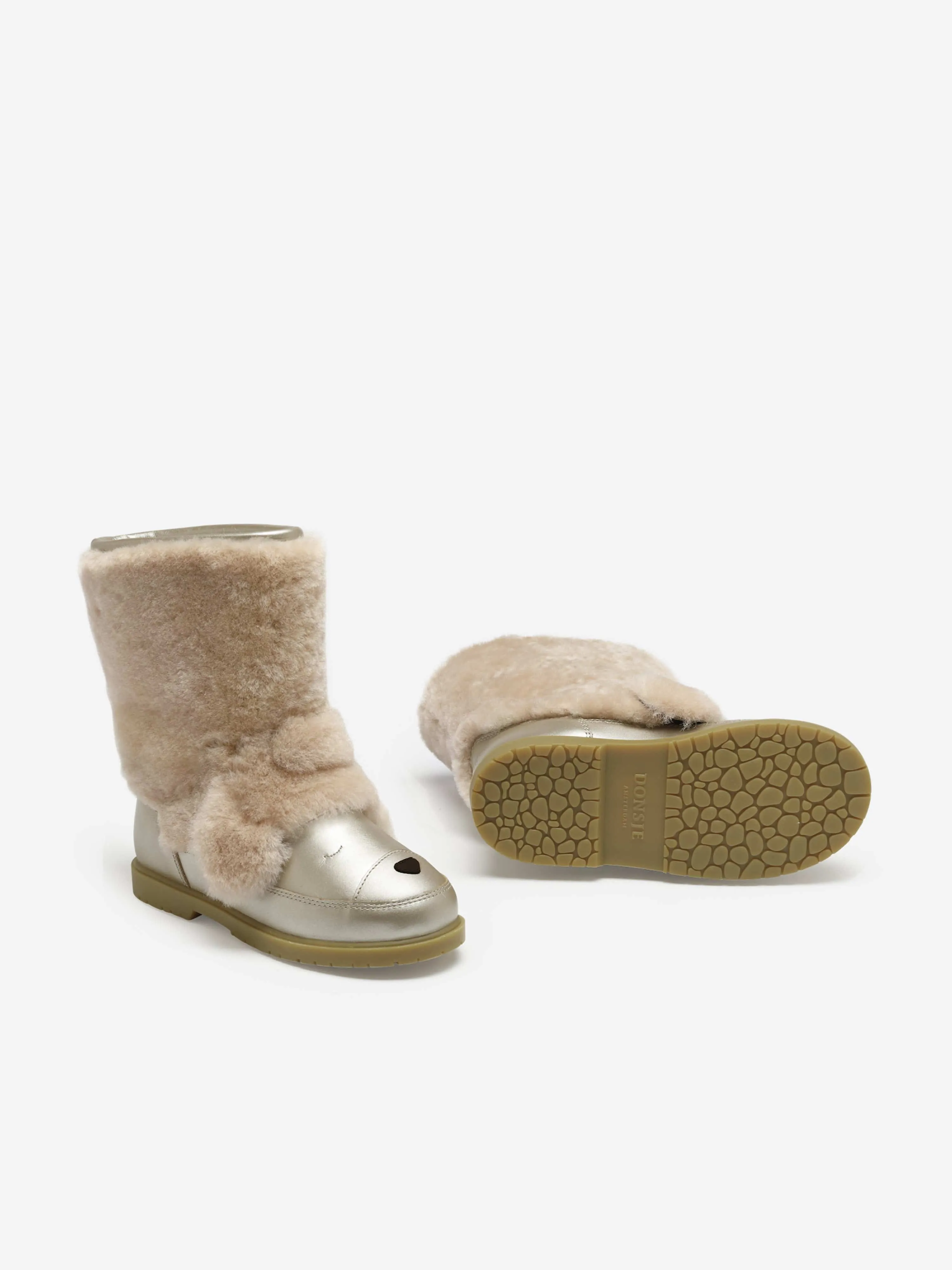 Girls Beige Poodle Boots - Wadudu Exclusive