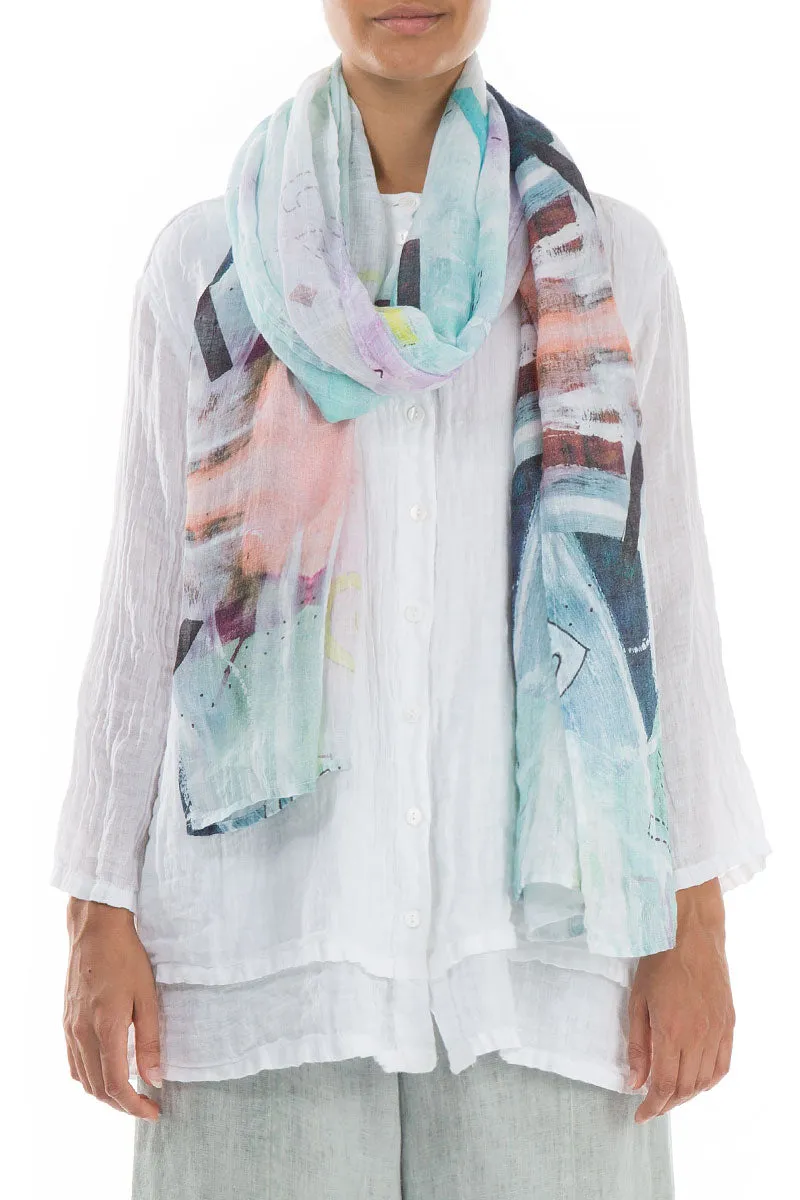 Soft Linen Scarf with Graffiti Print