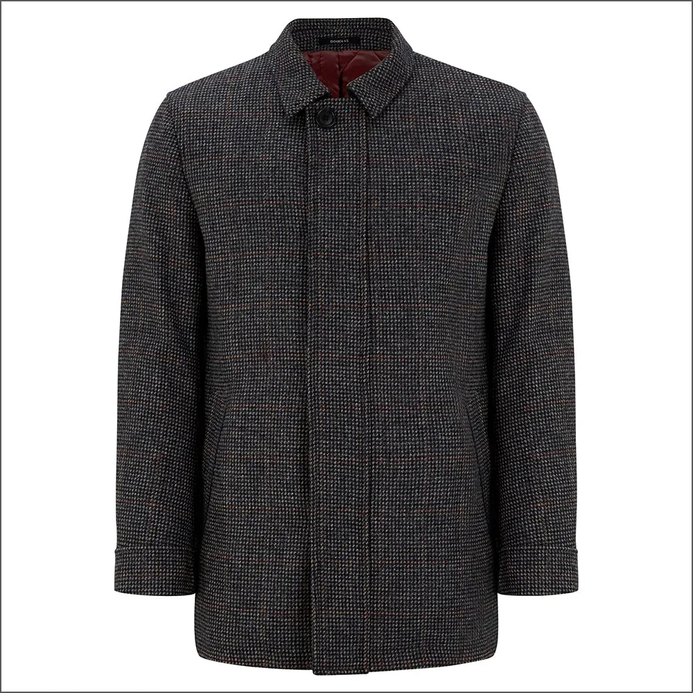 Grey Check Car Coat by Douglas Frampton