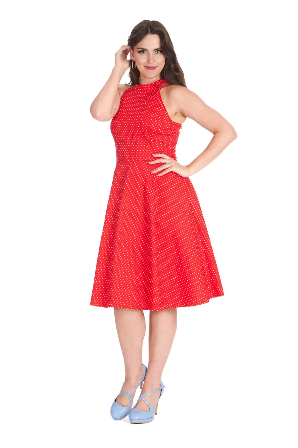 Halter Neck Spot Dress - Hattie