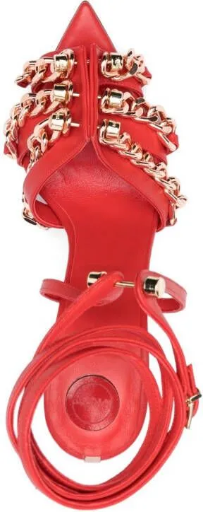 Red 120mm Chain-Link Detail Sandals by HARDOT