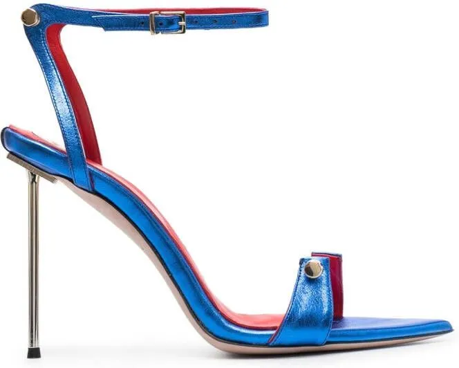 Blue 125mm Bar-Pin Detail Sandals by HARDOT