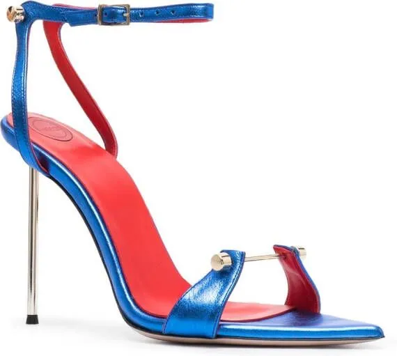 Blue 125mm Bar-Pin Detail Sandals by HARDOT