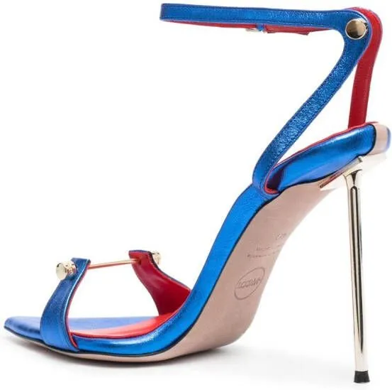 Blue 125mm Bar-Pin Detail Sandals by HARDOT