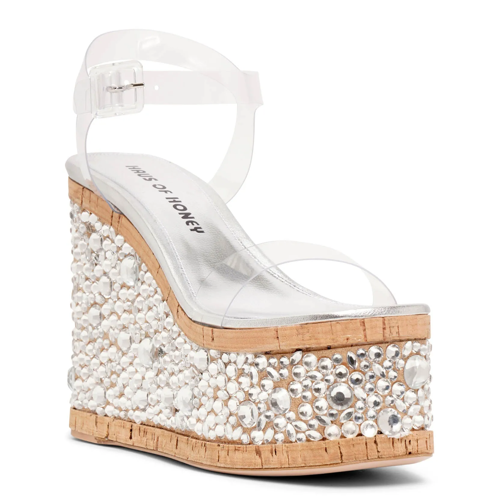 Haus of Honey Croco Crystal Clear PVC Platform Sandals