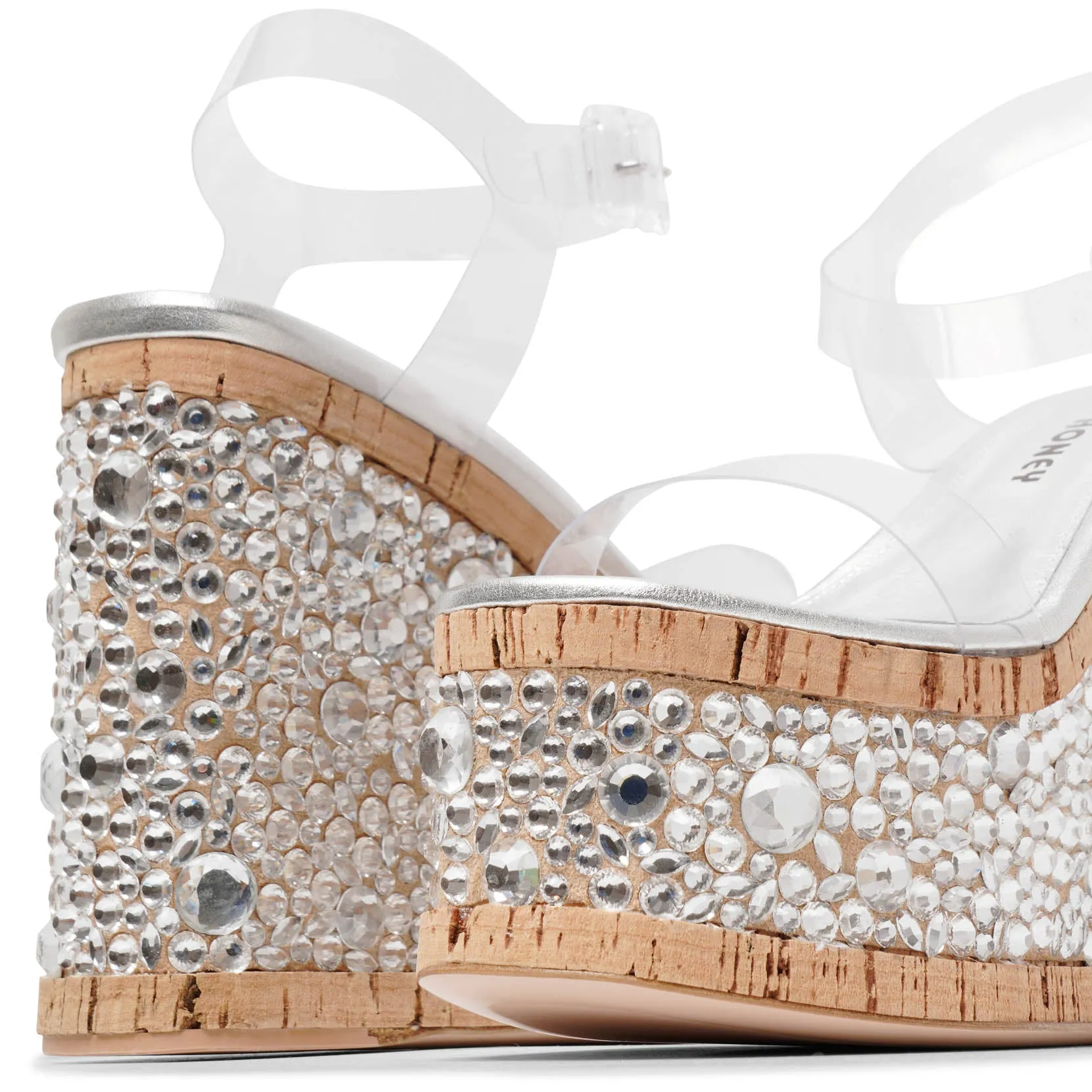 Haus of Honey Croco Crystal Clear PVC Platform Sandals