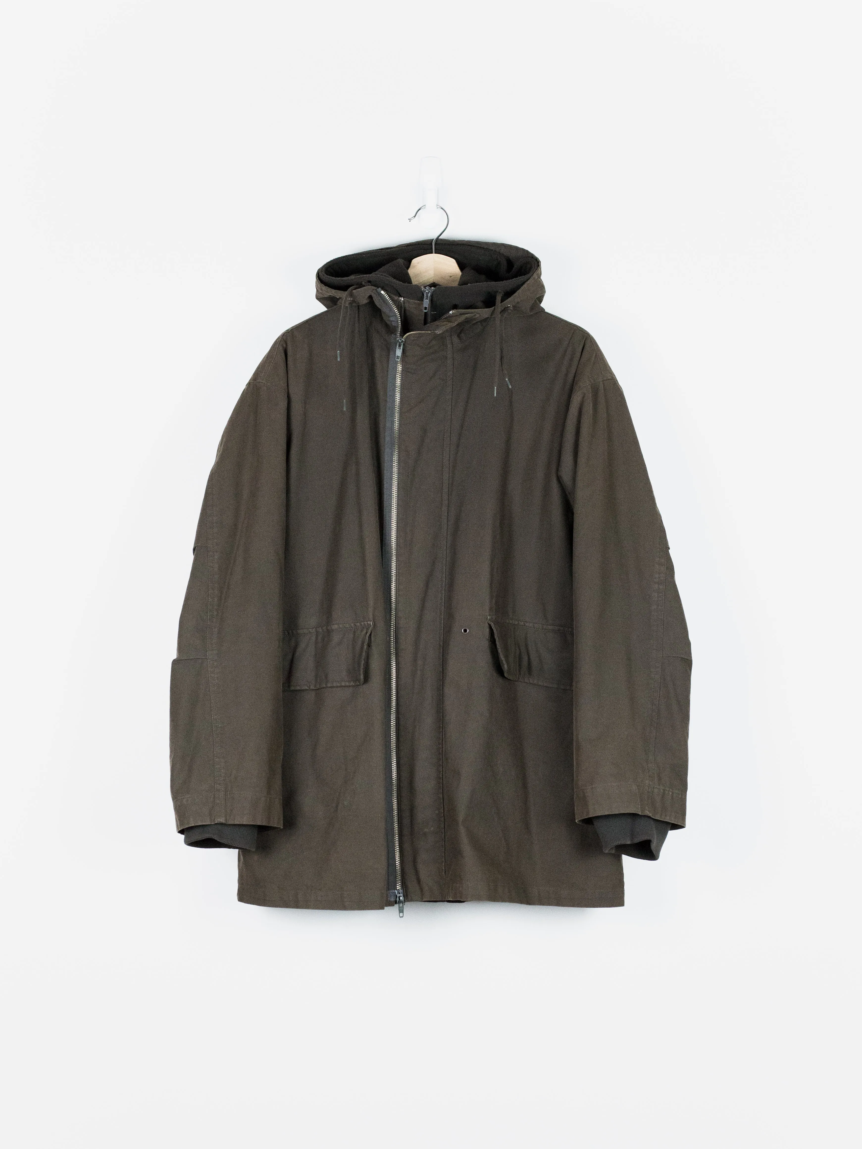 Helmut Lang Autum Winter 1998 Military Parka with Detachable Fleece Lining.