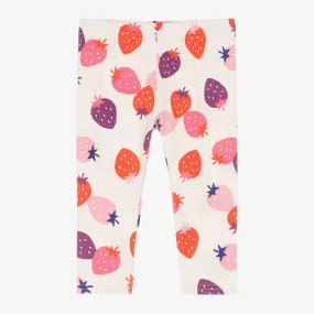 Ivory & Pink Strawberry Leggings for Girls