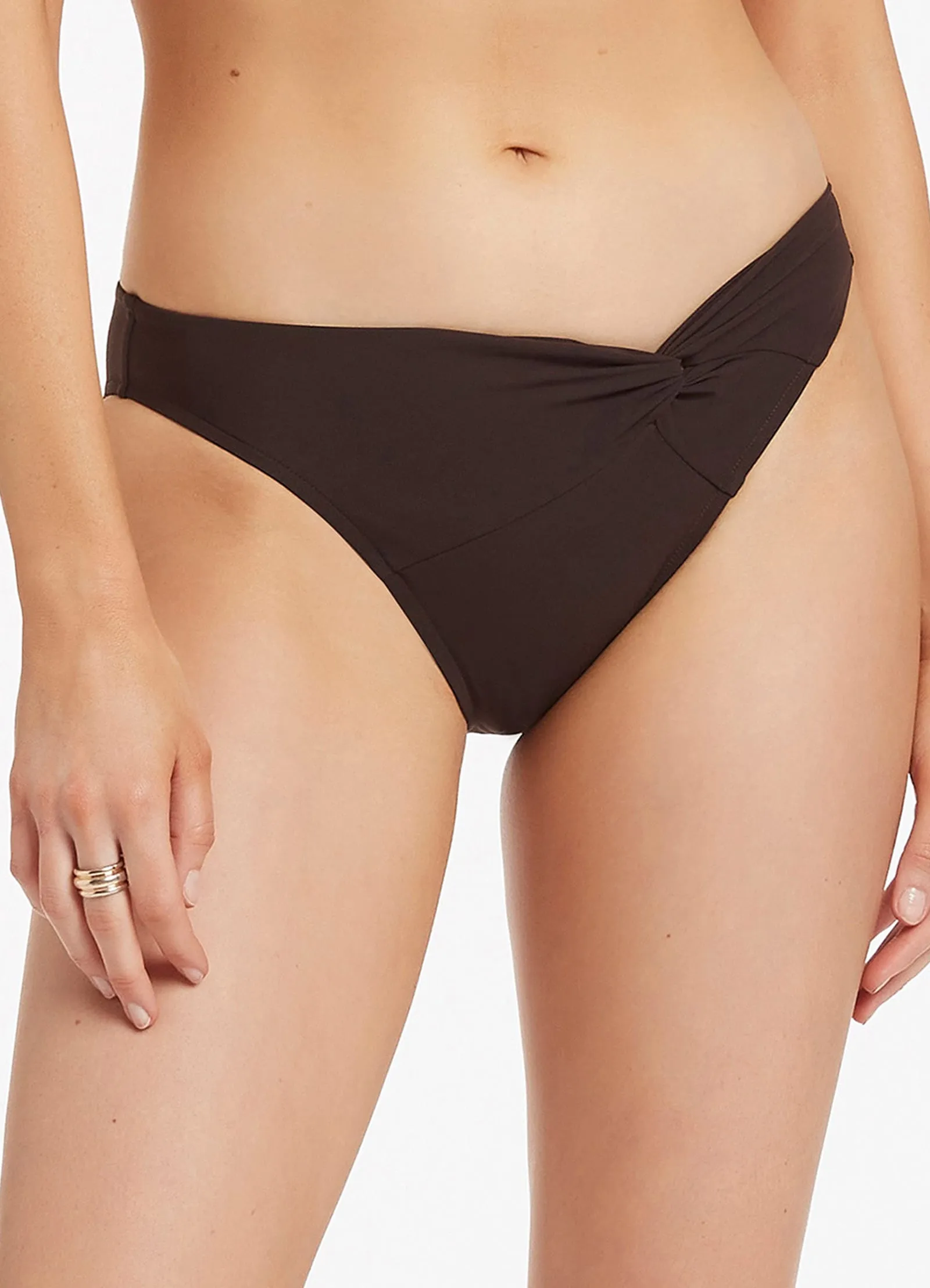 Chocolate Jetset Twist Front Bikini Bottom