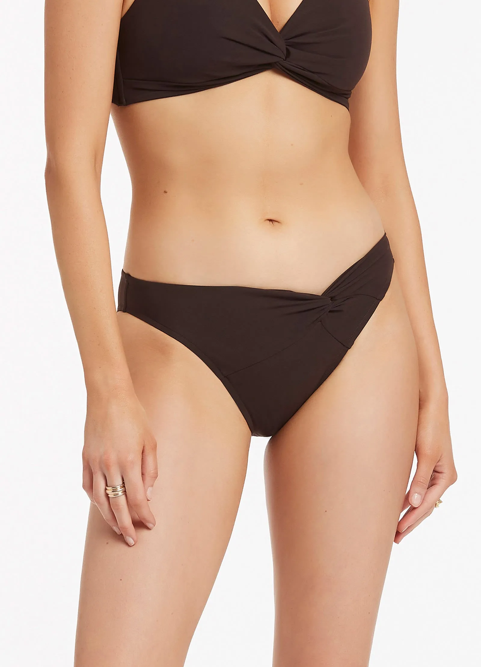 Chocolate Jetset Twist Front Bikini Bottom