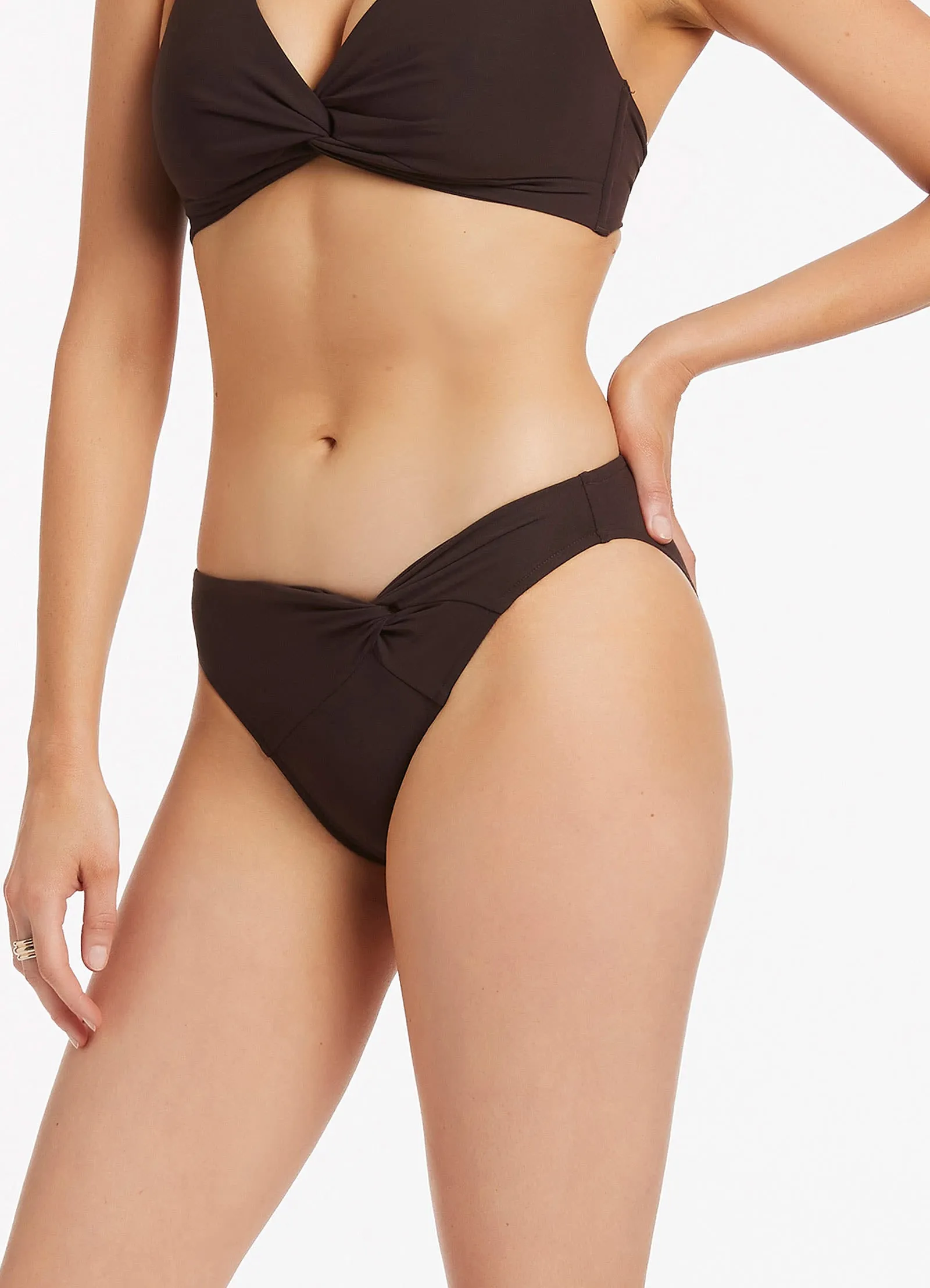 Chocolate Jetset Twist Front Bikini Bottom