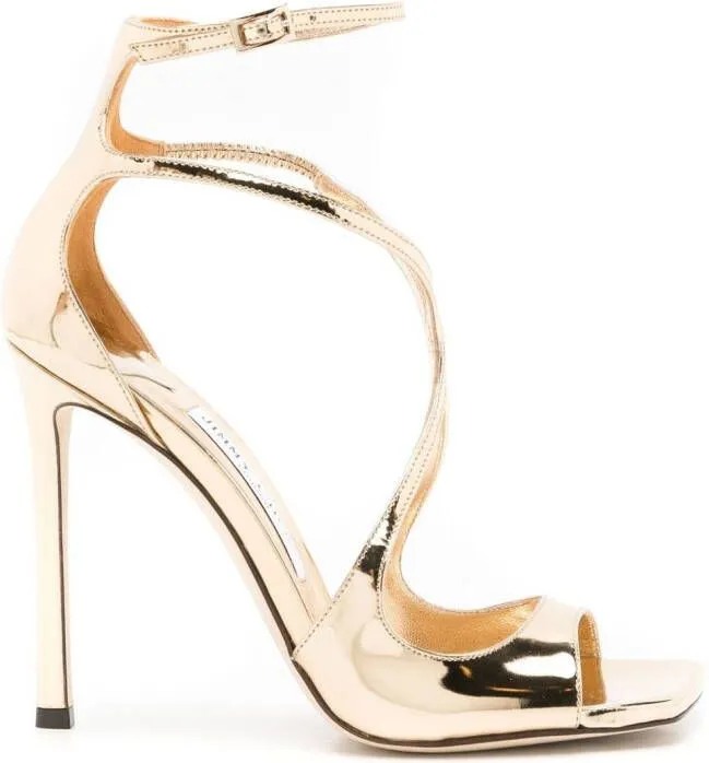 Jimmy Choo Azia 110mm Metallic Sandals Gold