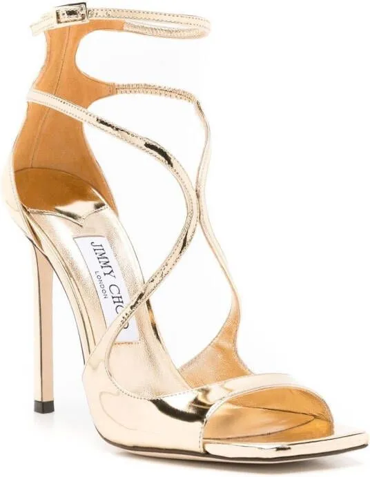 Jimmy Choo Azia 110mm Metallic Sandals Gold