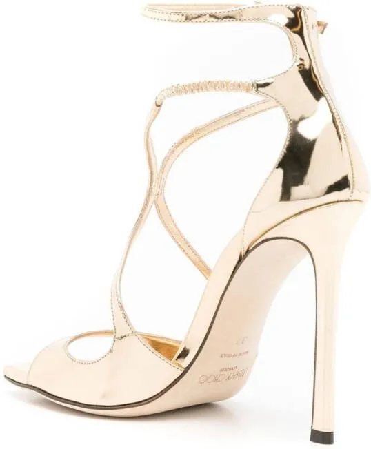 Jimmy Choo Azia 110mm Metallic Sandals Gold