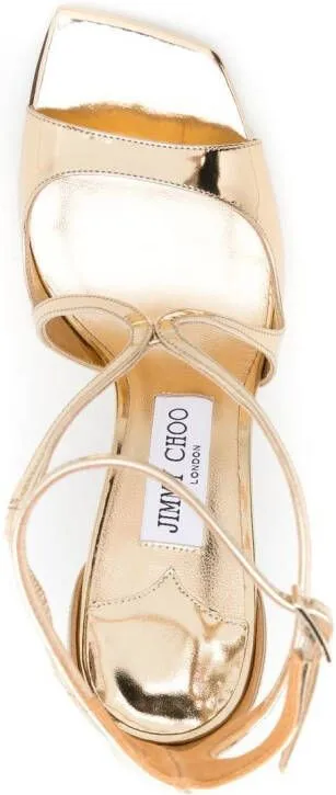 Jimmy Choo Azia 110mm Metallic Sandals Gold