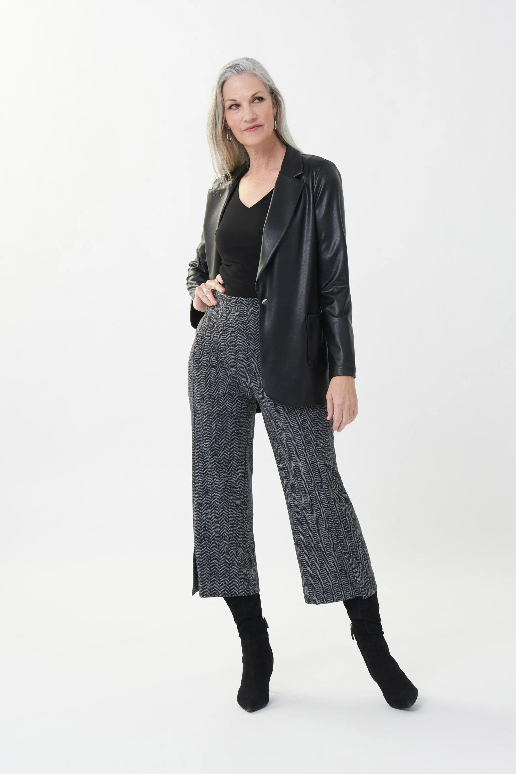 Joseph Ribkoff Herringbone Culotte Pant